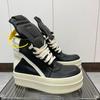 Ro Classic Men Shoe Ankle Boot Women Sneaker High Top Casual Shoes Zip Lace Up 6cm Thick Sole Sneakers Black Leather Ankle Boots