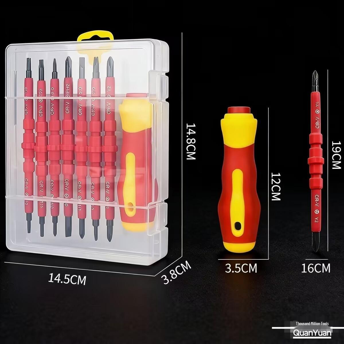 Изолированный многофункциональный магнитный набор отверток для электрика - Крестовая, Плоская, Torx