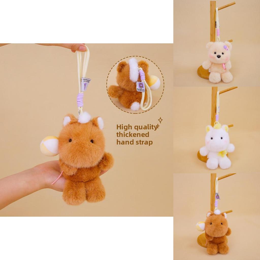 Cute Soft Plush Toy Pendant With Short Faux Fur For Kid Bag Decor