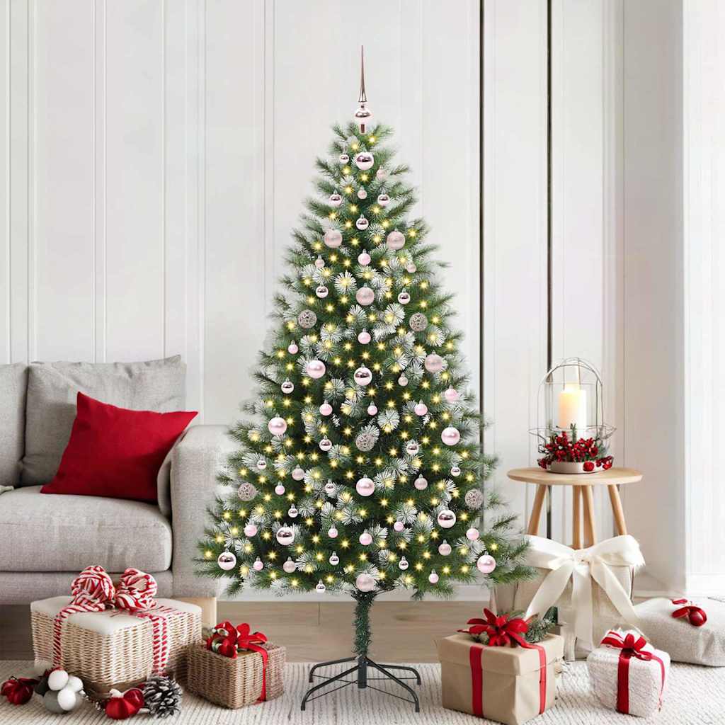 vidaXL Artificial Rotatable Christmas Tree with Flocked Snow