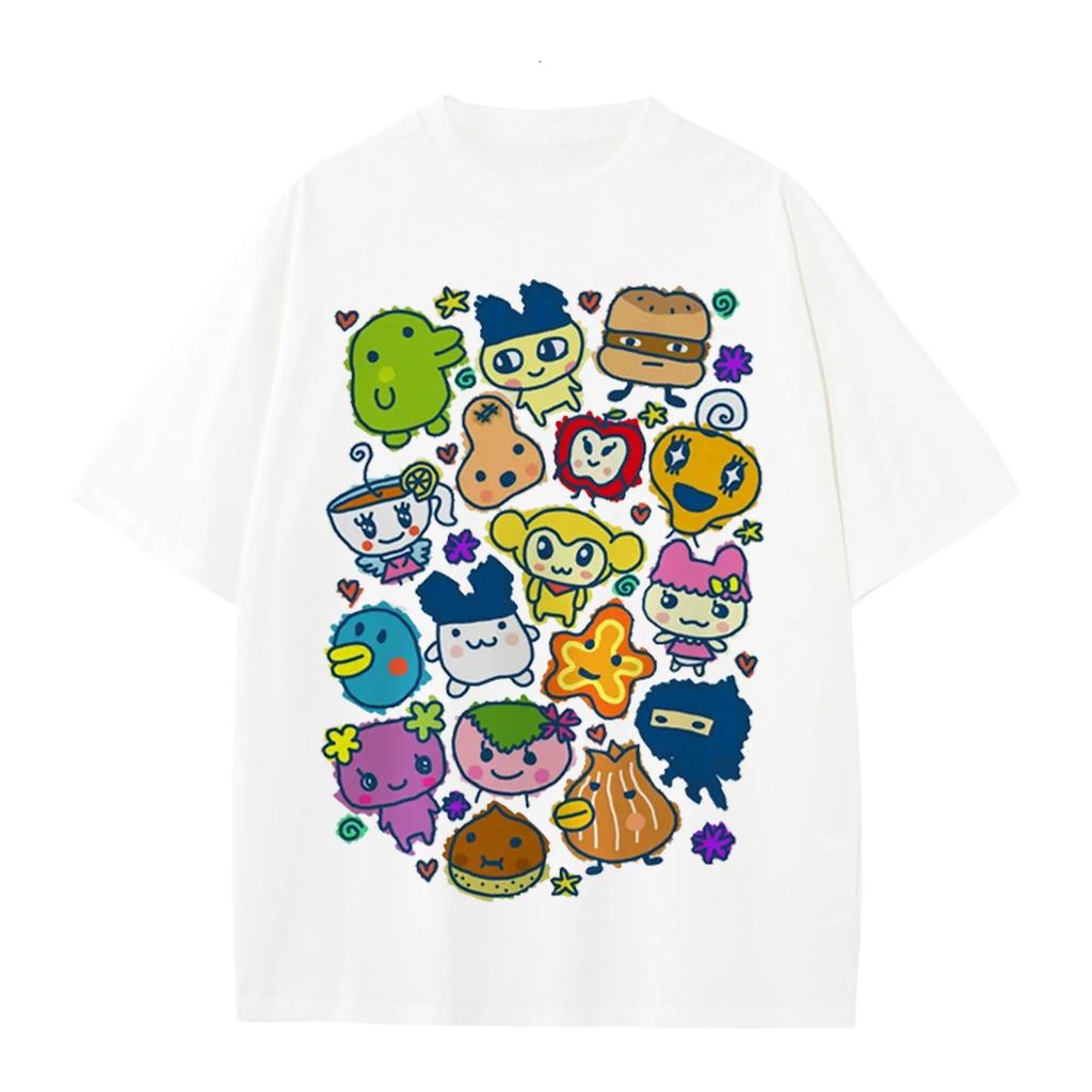 Tamagotchi Friends Tshirt Unisexs Women Tshirt Tops Graphic Female Kawaii Cartoon Harajuku Tshirt Tee Femme Y2K Clothing