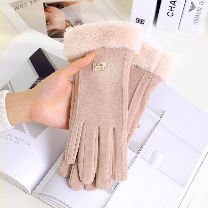 Women's Winter Touchscreen Cycling Gloves - Thicken Velvet, Warm, Cold-Proof, Cute for Autumn & Winter