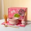 8pcs Authentic Japanese Tea Ceremony Set - Pink Ceramic Matcha Bowl with Whisk Stand