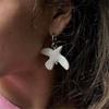 Fashion Metal Geometric Round Ear Hoop White Peace Dove Earrings For Women European American Style Personality Zircon Gift