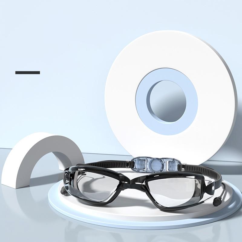 

-1,5~-8,0 взрослые очки для плавания с близорукостью водонепроницаемые противотуманные HD прозрачные гальванизированные большие оправы с берушами