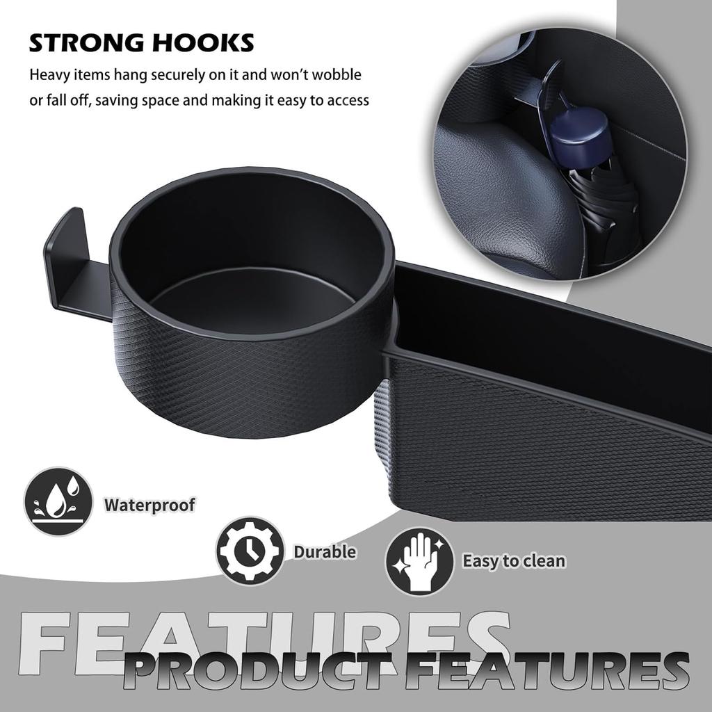 2025 New Car Seat Gap Filler Organizer,2PCS Multifunctional Car Side Seat Gap Filler With Cars Cup Holder&Hook,Universal In Between Cars Seats