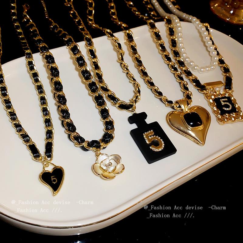 Number Heart Leather Wrap Necklace - 2023 Autumn/Winter Clavicle Chain, Sweet Cool Style Jewelry