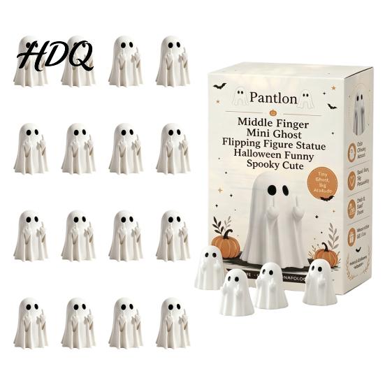 Micro Landscape Accessories Mini Ghost Flipping Middle Finger Figurines for Halloween Decorations Miniature Resin Holiday Tabletop Scenery