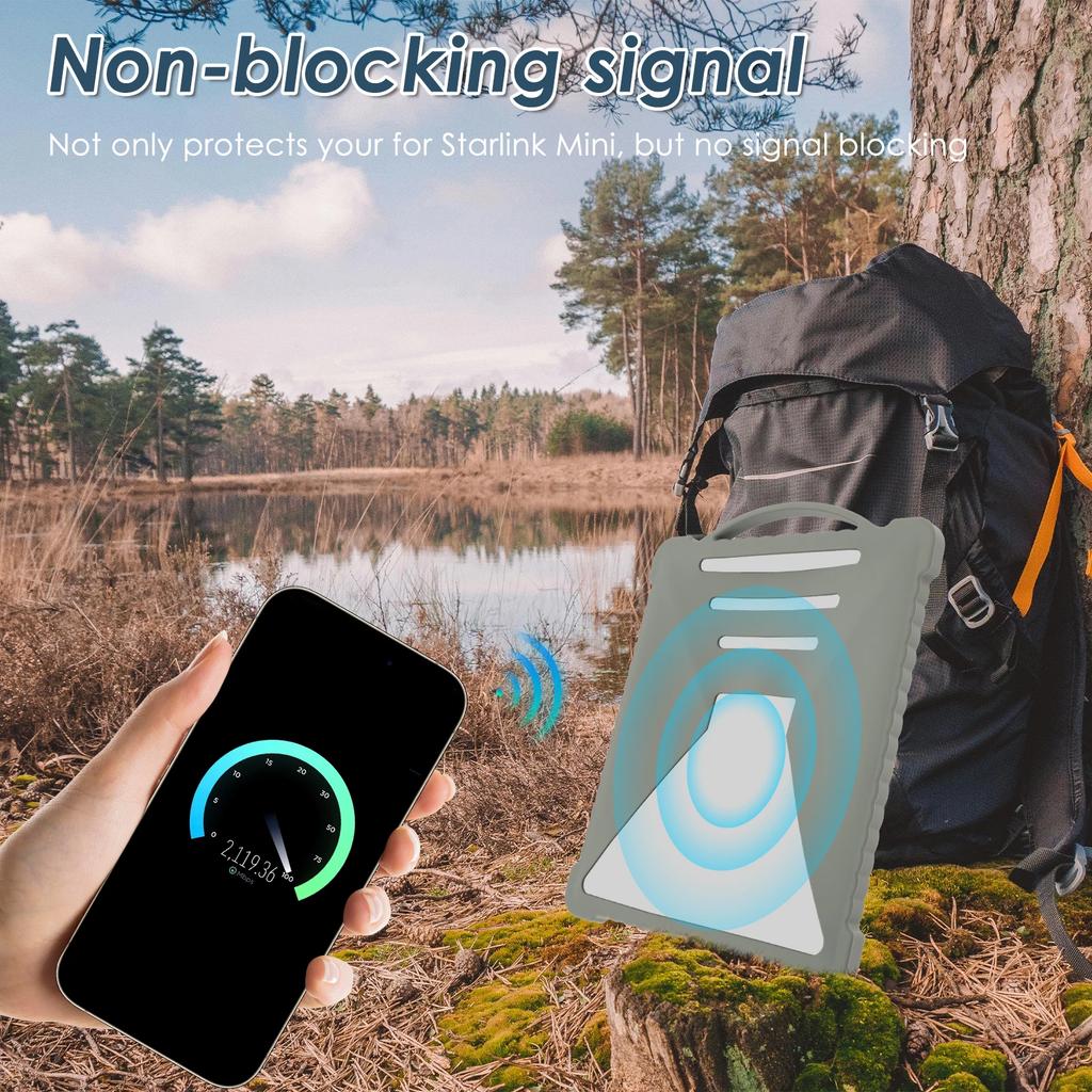 Starlink Mini Case Cover Portable Silicone Protective Case for Starlink Mini with Top Handle Protective Cover for Outdoor Travel