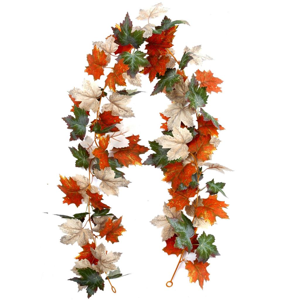 Artificial Fall Maple Leaf Garland Fake Plants Hanging Vines For Home Fireplace Party Garden Halloween Wedding Decor