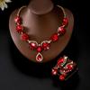 Exotischer Böhmischer Sommer Braut Halskette Ohrringe 2-teiliges Set Blume Blatt Kristall Romantisch Retro Strandhochzeit