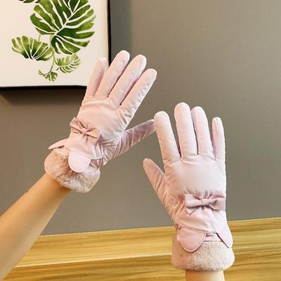 Fashionable and Simple Autumn and Winter Warm Gloves for Women  Thickened with Fleece  Touch Screen  Anti Slip and Waterproof Ski Skin Feel Gloves