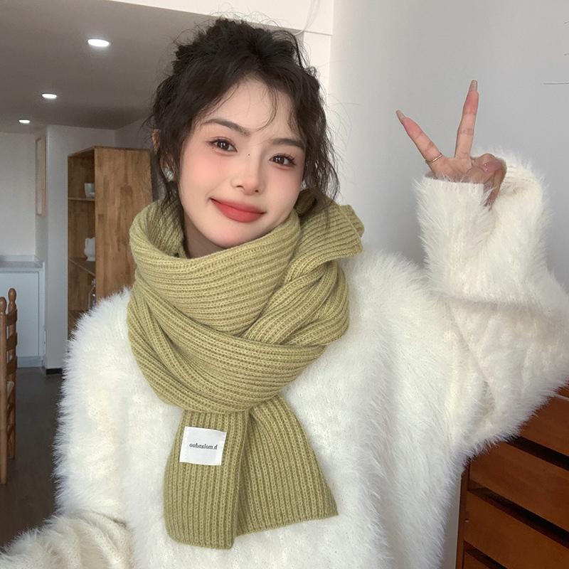 New red knitted scarf men's and women's winter Christmas student couple thickened wool scarf