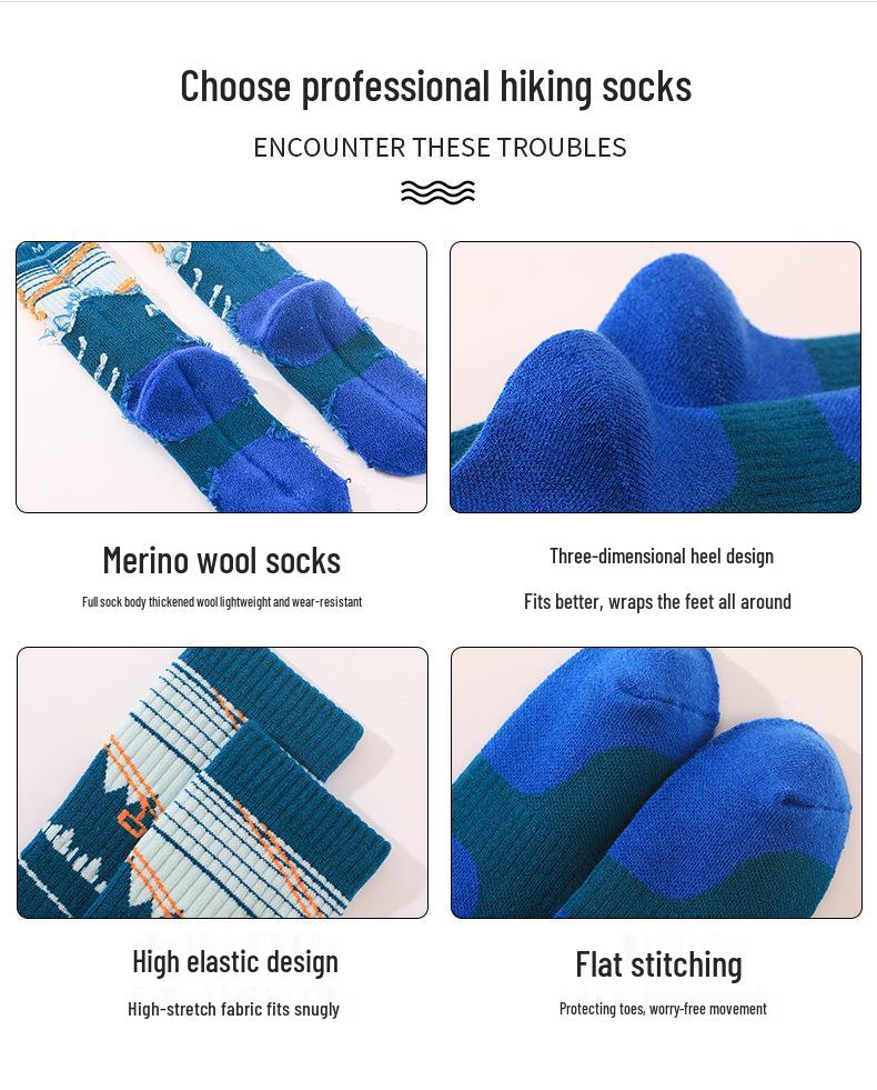 Children's Full Terry Ski & Hiking Socks - Women's Mid-Calf Warm Merino Wool