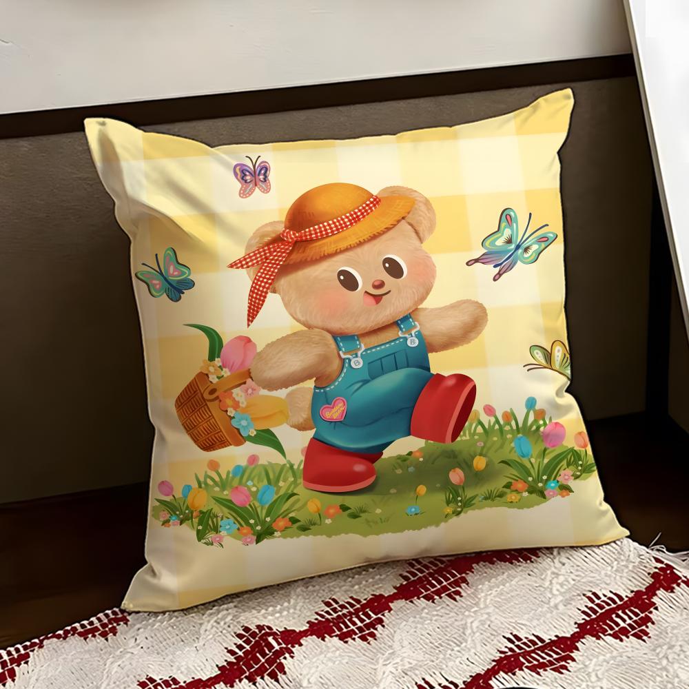 Cartoon BButter BBear Cushion Cover Reversible Soft Durable Pillow Cover Home Car MultiScene Use for Daily Comfort