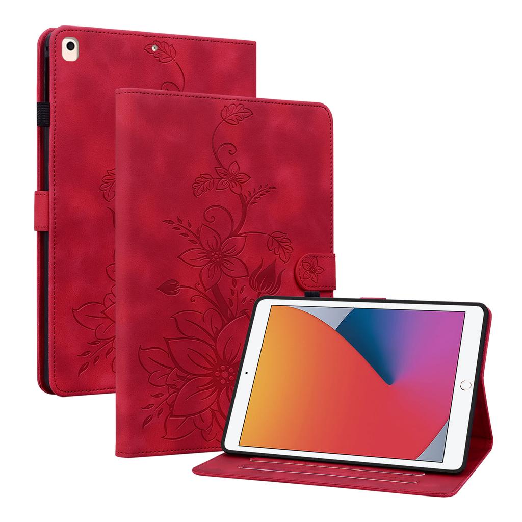 Pentru Apple iPad 9.7 (2017) (Cunoscut și ca iPad (a 5-a generație)).Husă pentru tabletă din piele PU, cu design floral rafinat în relief
