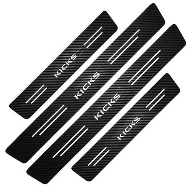 KICKS Exclusivo Protector de Polvo para Puerta Fibra de Carbono con Negro y con Adhesivo Fuerte Fácil Bricolaje Set de 4 Pegatinas de Protección Interior, Cromado,