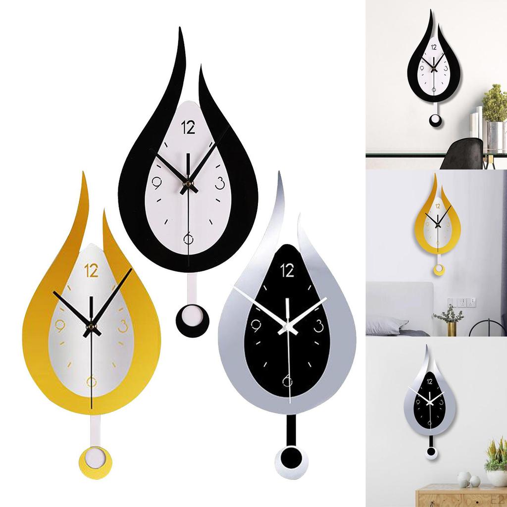 12 Inch Quiet Pendulum Wall Clock for Home Use, Non Ticking Office And Bedroom (Battery Powered)