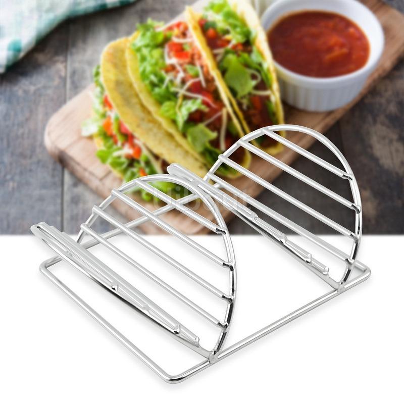 304 Stainless Steel Pancake Stand Mexican Corn Chicken Burrito fry basket pancake Taco Holder rack Stand V Shape Taco Holder