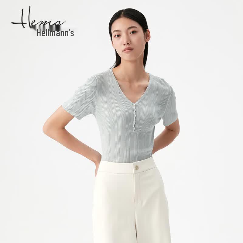 Haier Mans Women s V-Neck Short Sleeve Knit Top 3XL
