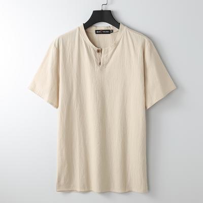 Letni kardigan męski T-shirt z krótkim rękawem T-shirt bawełniany i lniany Led Casual męski T-shirt koszula męski oddychający