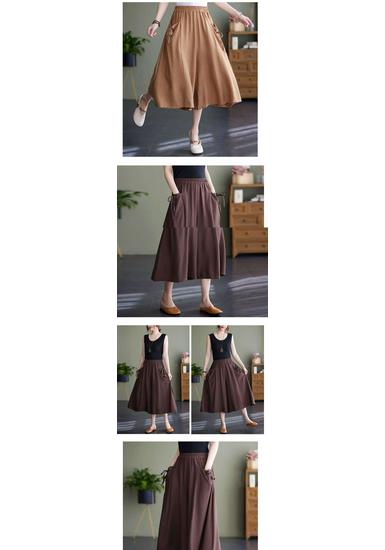 Women's Nylon Wide-Leg Elastic Waist Pants - Summer 2026 Collection, Loose Fit, Plus Size, Solid Color, Flare Skirt Style, Casual Cropped Length.