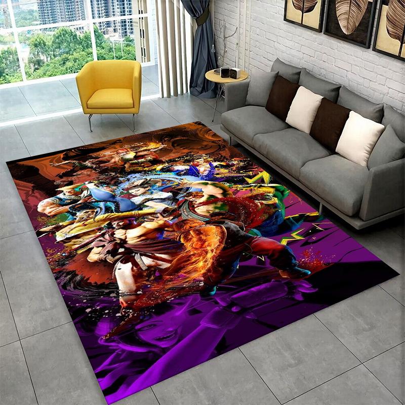 Retro Street Fighter Games Cartoon Carpet Rug for Bedroom Living Room Sofa Playroom Doormat Home Decor,Kid Area Rug Non-slip
