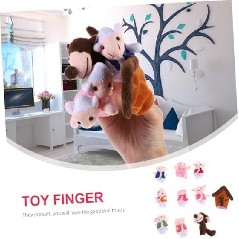 Milisten Wolf and Lambs Finger Puppets Soft Durable Hand Puppets for Interactive Play at Home and School Gifts for Boys and Girls