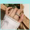 Stylish Korean Fashion Pearl 925 Silver Adjustable Ring For Women Ideal Gift