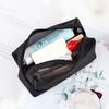 1PCS Women Large Cosmetic Bag Transparent Mesh Zipper Organizer Fashion Girl Black Toiletry Bags Makeup Organizer Pouch Case