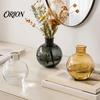 Artistic Home Decor Vase Clear Round Resin Vase, Transparent Sphere Flower Pot with Jute Stylish for Windowsill Bow, Modern Plastic Planter Hydroponic