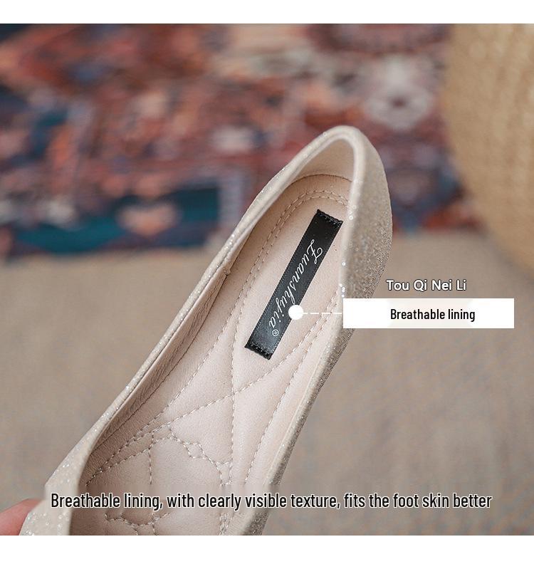 2025 Rhinestone Bridal Flat Shoes for Women - Comfortable Low-Cut Design, Suitable for Xiuhe Wedding Dresses, Ideal for Pregnant Brides.