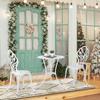 Set da Patio Bistro in 3 Pezzi per 2 Persone, Tavolo e Sedie da Giardino in Alluminio da Esterno con Foro per Ombrellone per Balcone, Bianco