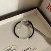 Sliver-Plated Black Agate Bracelet For Women Girl Bead Korean Versatile Design Simple Jewelry Gift