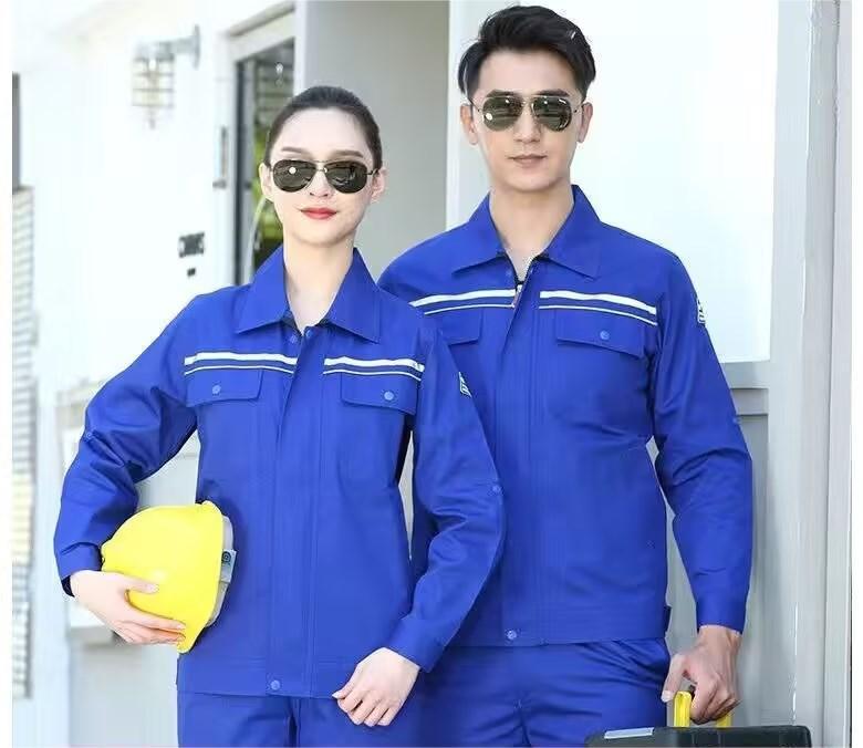 Unisexowa odzież robocza z długim rękawem, antystatyczna, z pasami odblaskowymi na wiosnę, lato, jesień – idealna dla stacji benzynowych i przemysłu petrochemicznego.