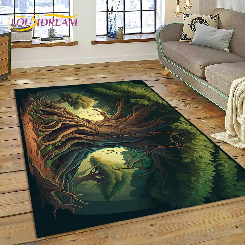 Tree of Life Nature Viking Yggdrasil Norse Rug Carpet for Living Room Bedroom Decor,Non-slip Decoration for Sofa Doormat Gift