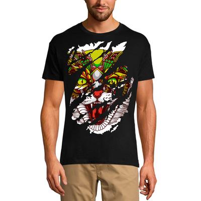 Revet T-skjorte for menn Angry Cat - Mad Kitten Totem Vintage skjorte for menn