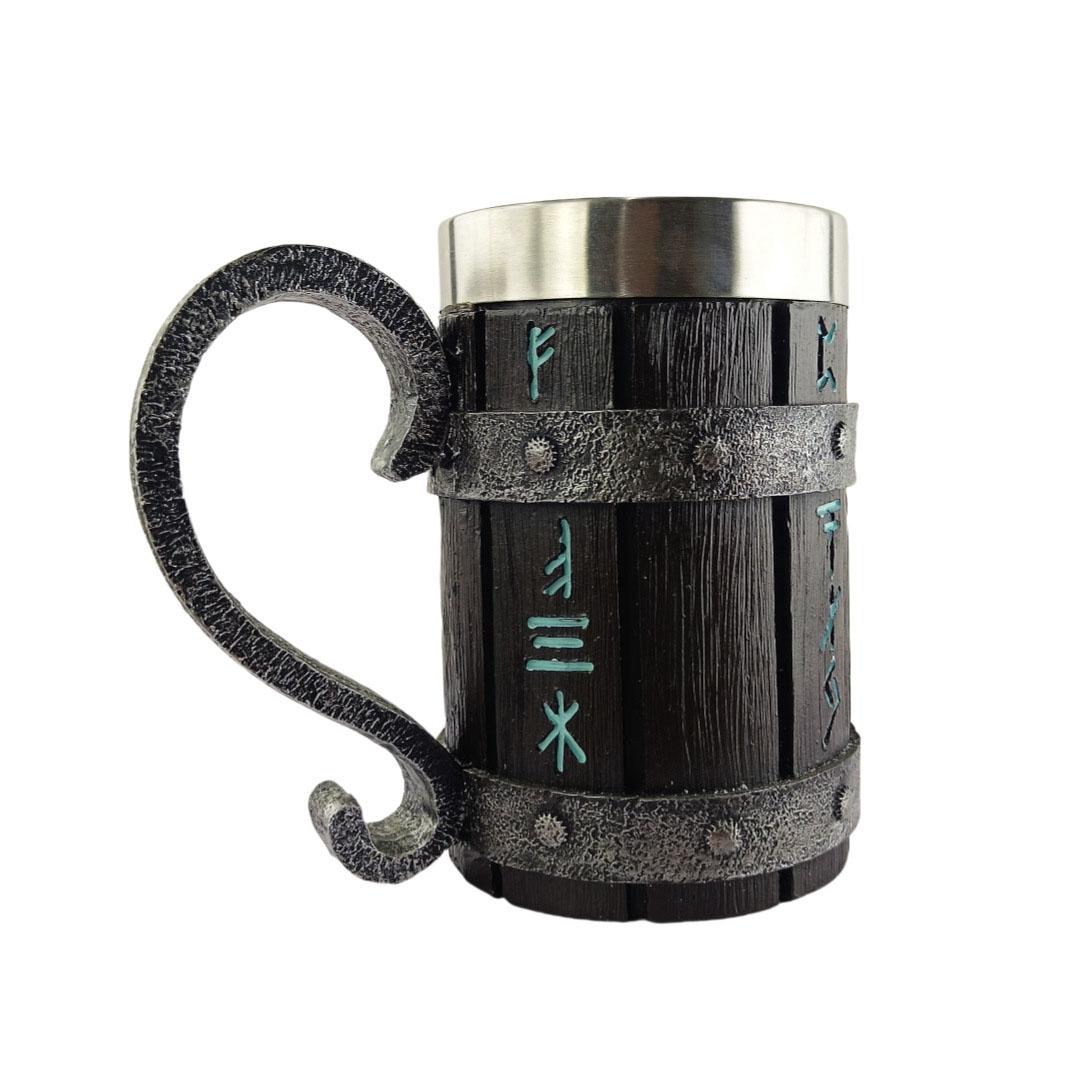 

Кружка для пива Viking с текстурой дерева, нержавеющая сталь 304, средневековая таверна, имитация деревянной бочки, танкард, кружка для пива, кофейная чашка, подарок на Хэллоуин 501-600ml