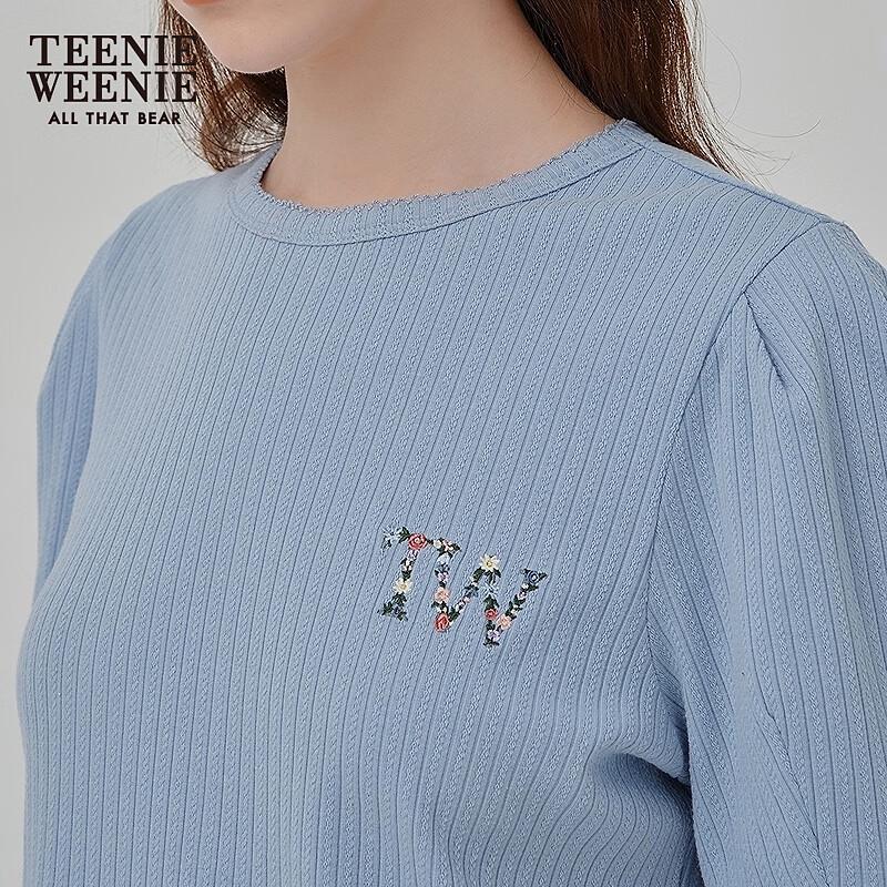 Teenie Weenie Women's 2025 Summer Bear Embroidered A-Line Short Sleeve Dress