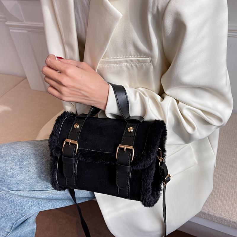 Vintage Plush Women'S Tote Bag - Elegant Crossbody Purse , Women'S Shoulder Bag, Classic Design, Fashion