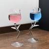 180ml Red Wine Goblet Cocktail Cup Clear Glasses Rose Shape Wine Glass with Clear Leaves Cocktail Glass Stemware for Lover Gifts