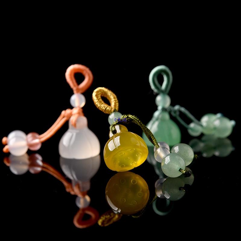 Hetian Jade Agate Lotus Seedpod Pendant Charm Bracelet Loose Beads