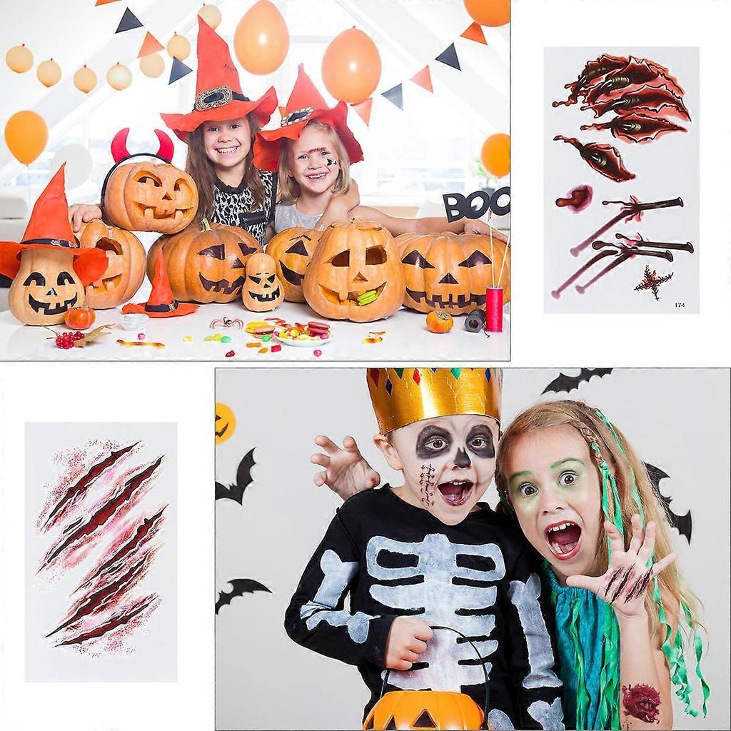 Halloween Temporary Tattoos for Body Decoration 30Pcs Realistic Scars Stickers