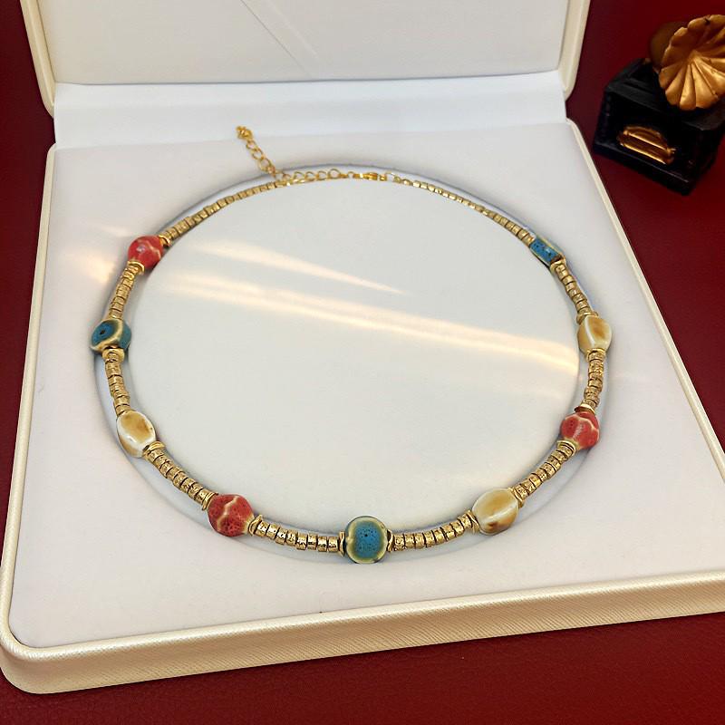 Exaggerated Bohemian Crystal Beaded Necklace - Women's Three-Layer Choker