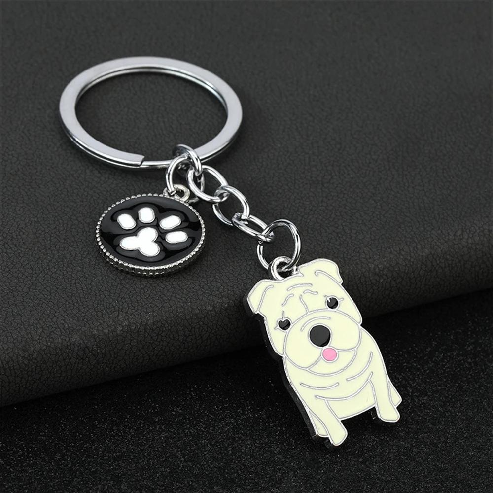 Fashion Alloy French Bulldog Pug Dog Keychain Cute Pet Dog Keyring Bag Handbag Charm Accessories For Women Animal Lovers Gifts