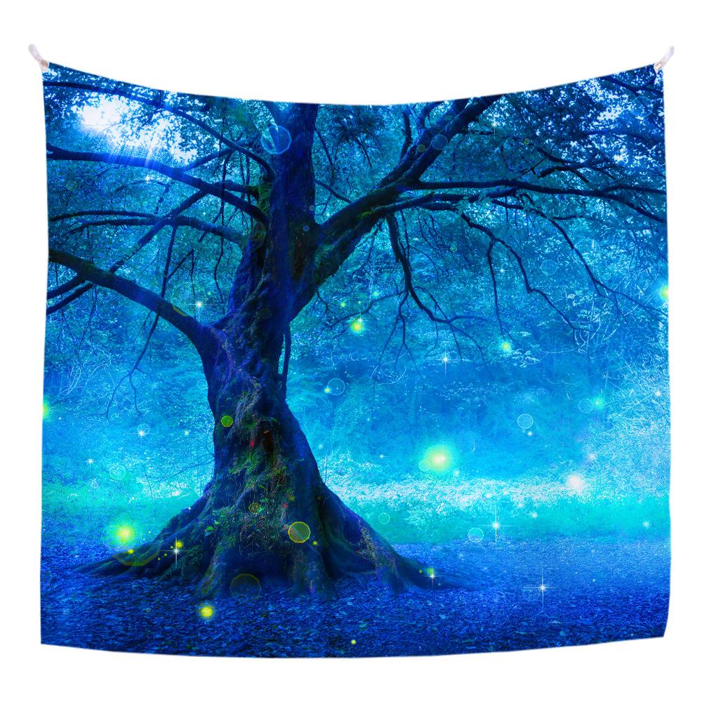 Blue Dream Forest Wall Hanging Bedroom Wall Fabric Living Room Decoration Fabric Background Cloth Hanging Cloth Wall Carpet