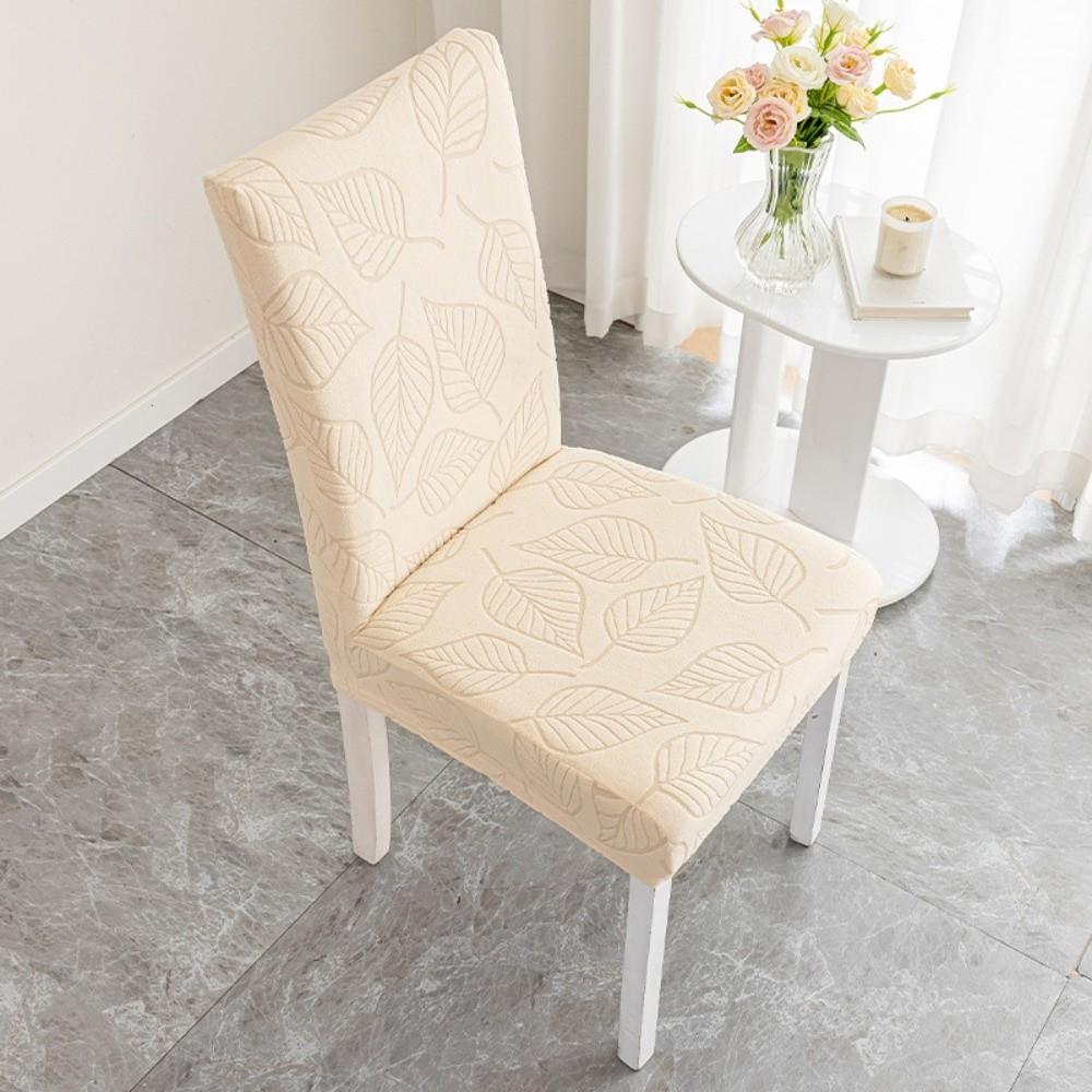 Tree Leaf Jacquard Chair Cover Thickened Dustproof Dining Chair Cover Stain Resistant Anti-Slip Chair Slipcover Dining Room бежевый