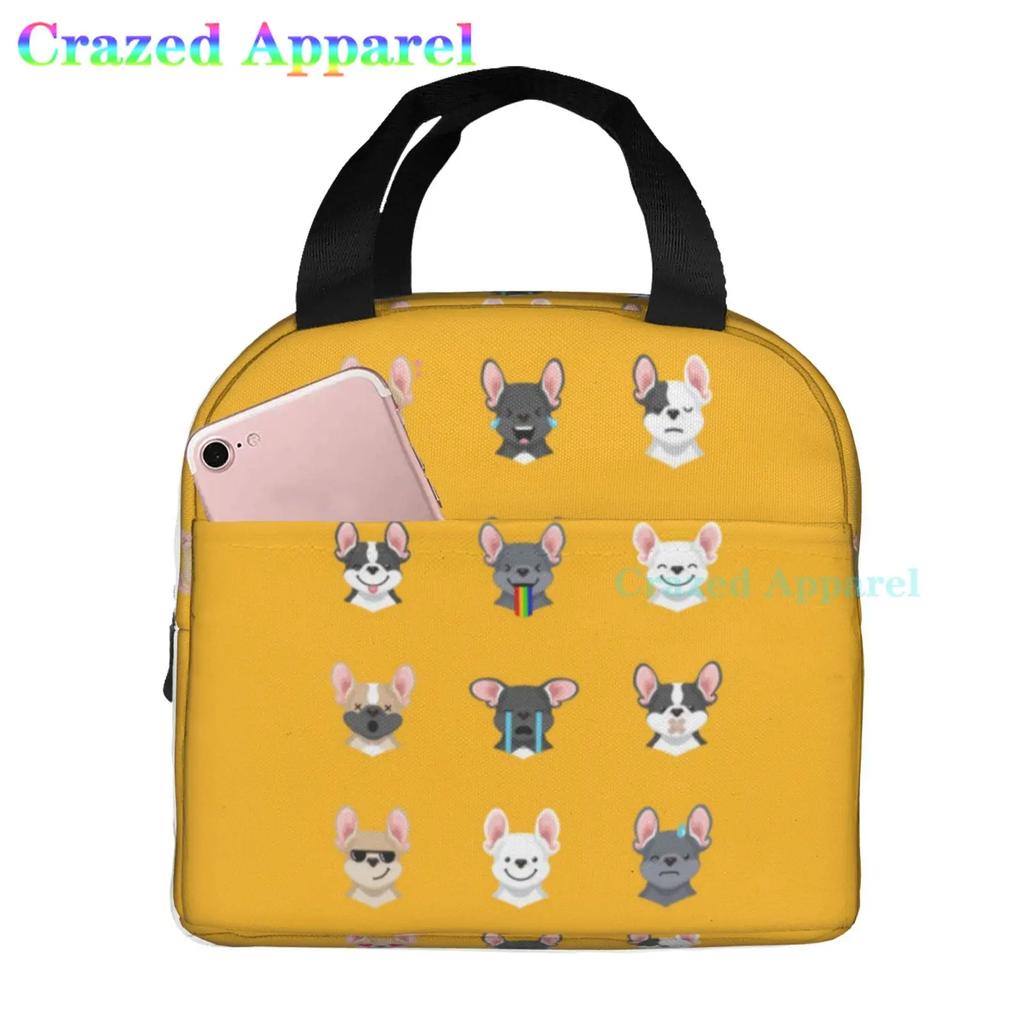 French Bulldogs Dog Insulated Lunch Bag for Women, Men, and Kids, Large and Reusable, Handle, Freezable Work and School Travel