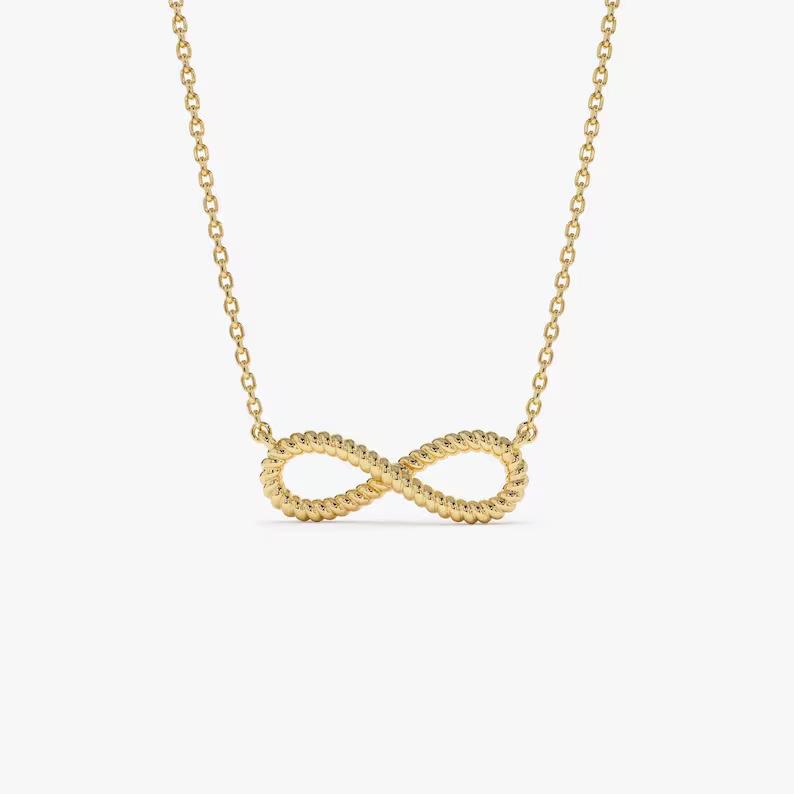 Women Gold Infinity Pendant Necklace Creative Twisted Wire Design Symbolizing Sacred And Lasting Love золотой
