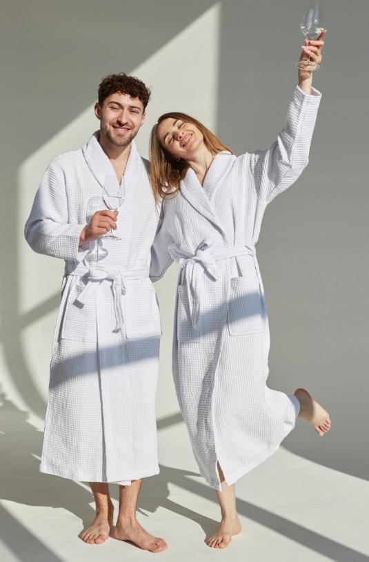 Women'S Bathrobe, Waffle Pattern, Long, Pockets, 100% Cotton, Quick-Drying, 3Xl